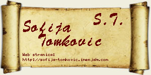 Sofija Tomković vizit kartica
